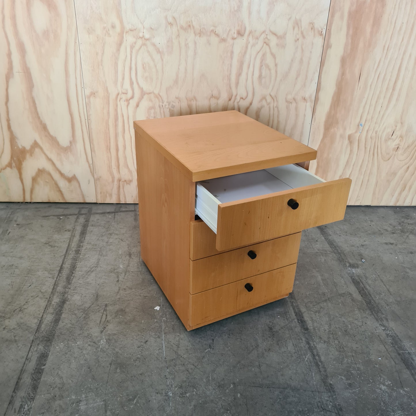 Wood Laminate Yellow 4 Drawer Pedestal