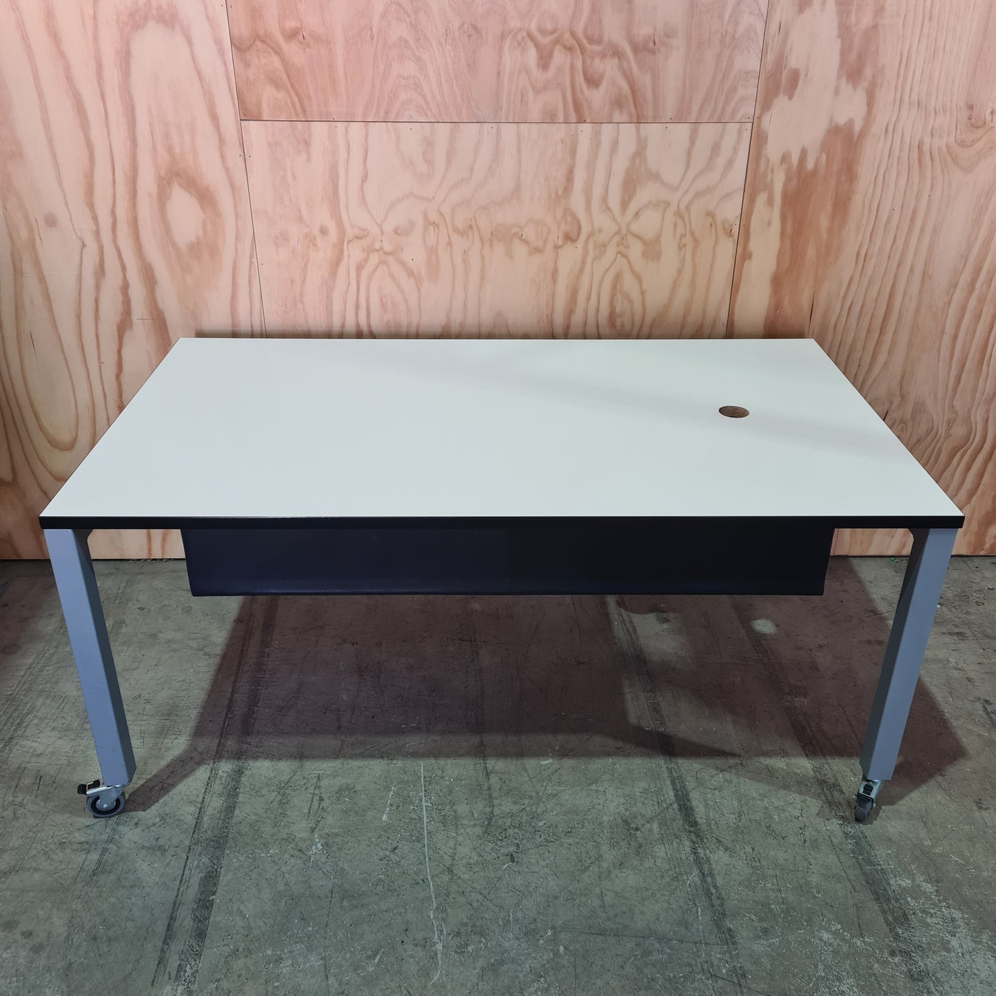 White Meeting Table Chrome legs with Castors