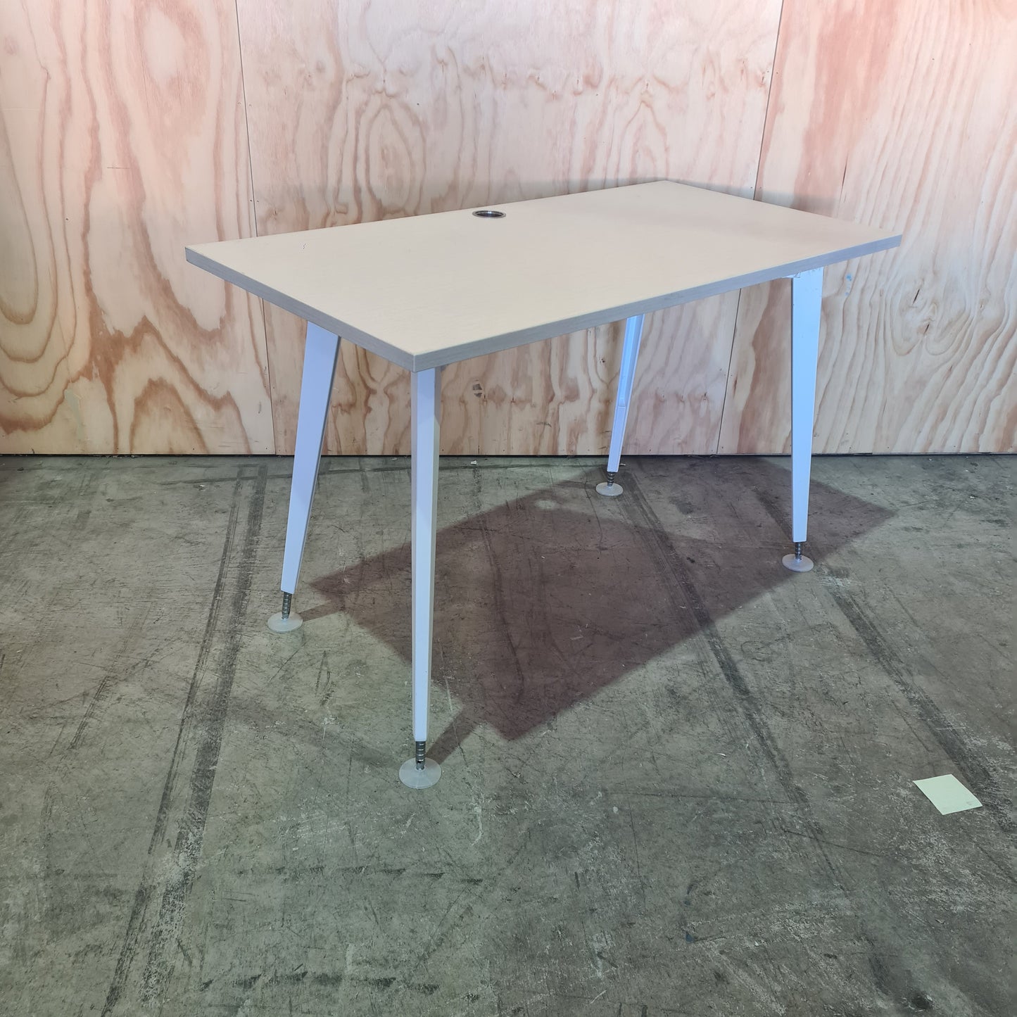 Small Desk with Cable Management in Ash Wood Veneer