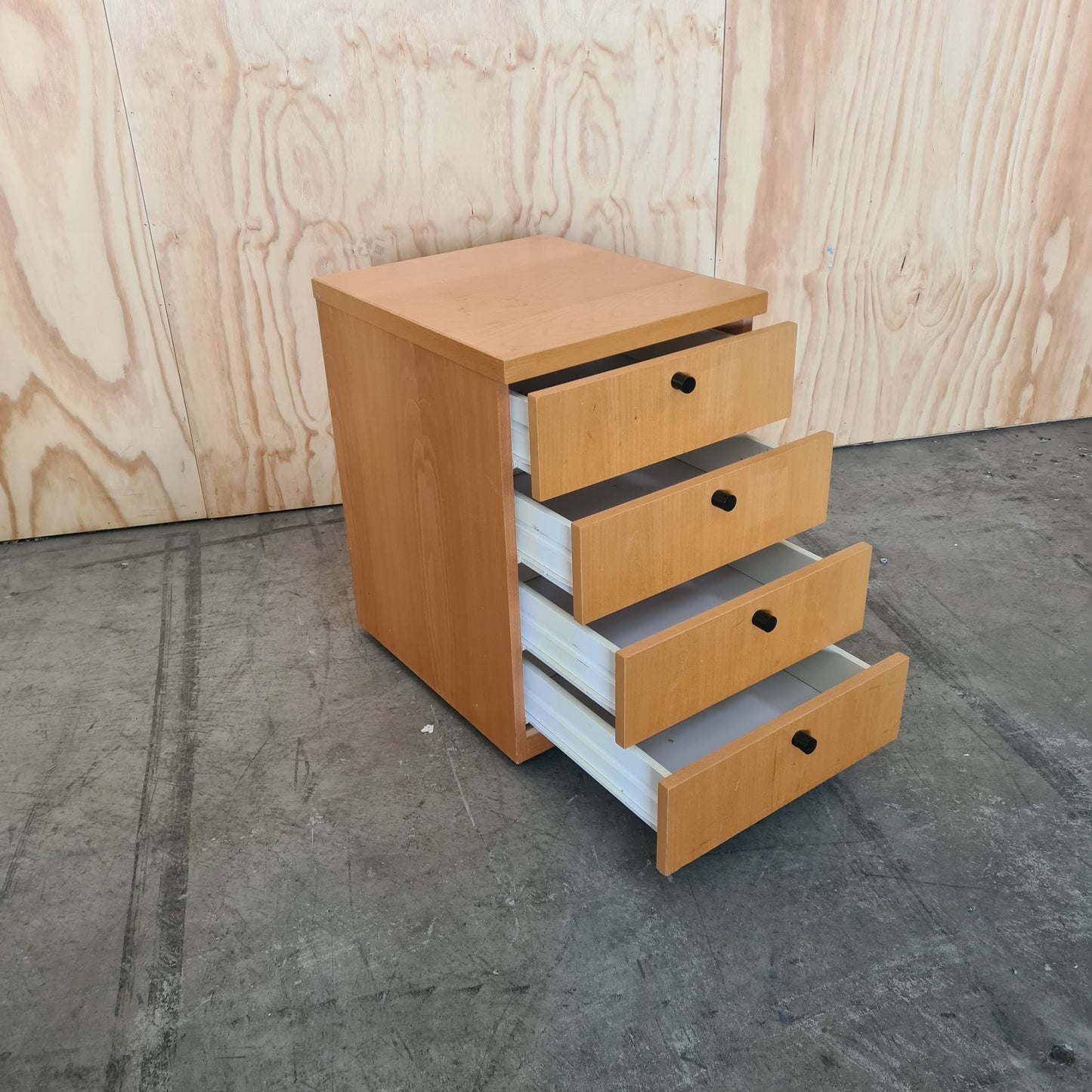Wood Laminate Yellow 4 Drawer Pedestal