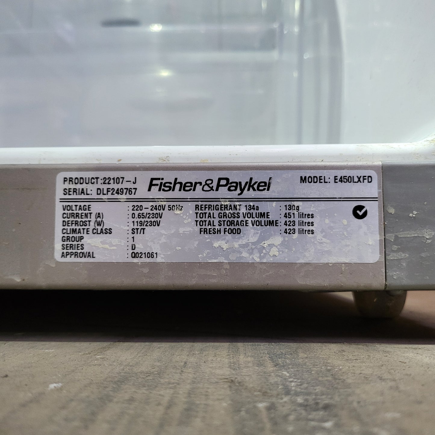 Fisher & Paykel 451L Upright Fridge E450LXFD