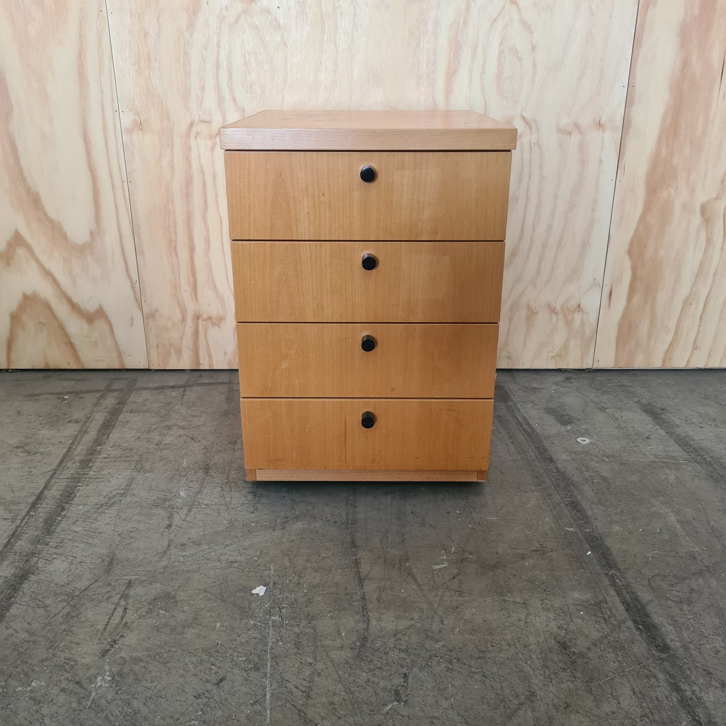Wood Laminate Yellow 4 Drawer Pedestal