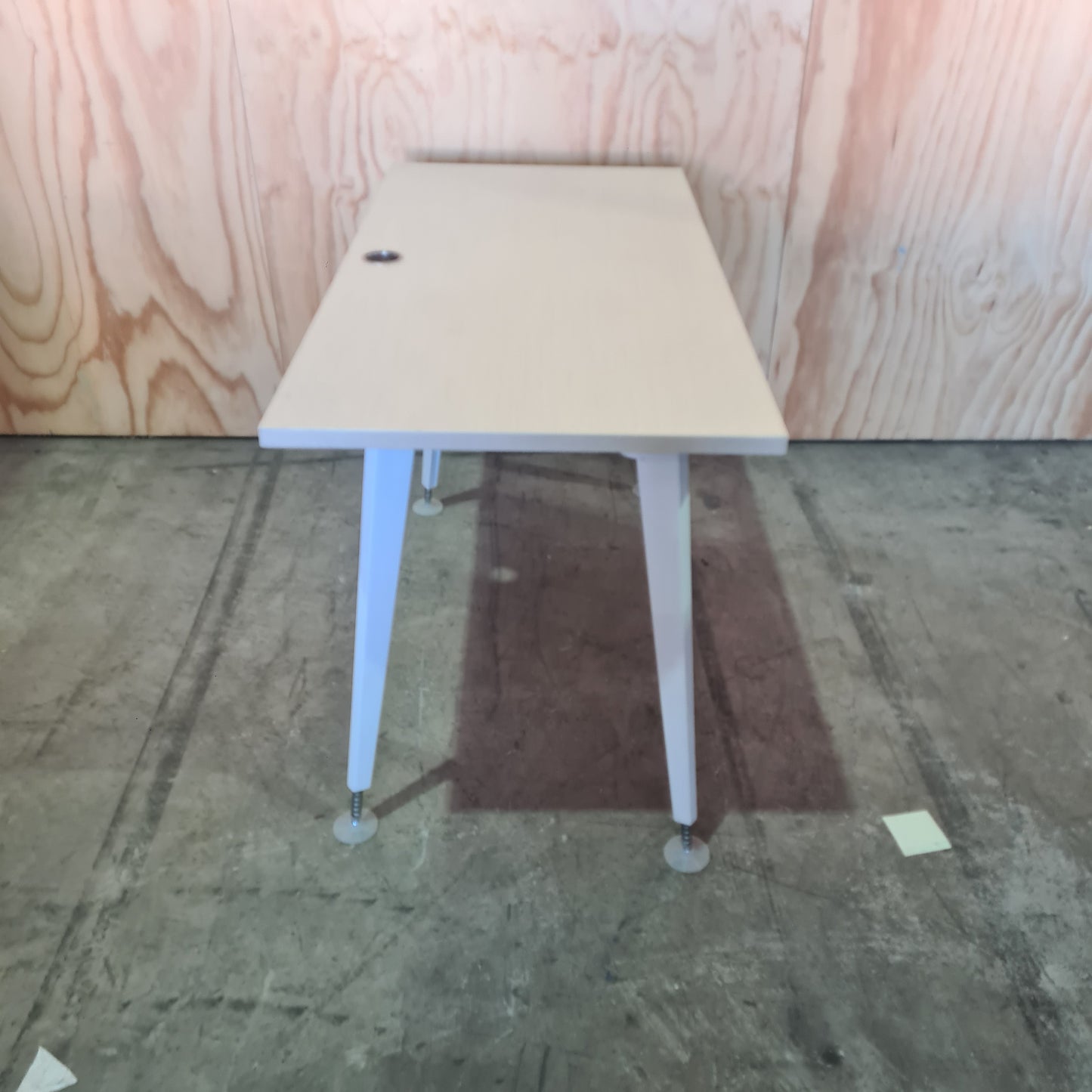 Small Desk with Cable Management in Ash Wood Veneer