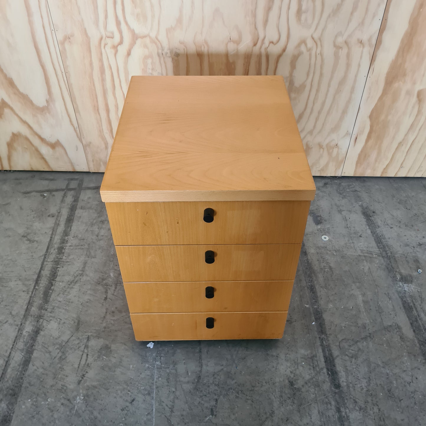 Wood Laminate Yellow 4 Drawer Pedestal