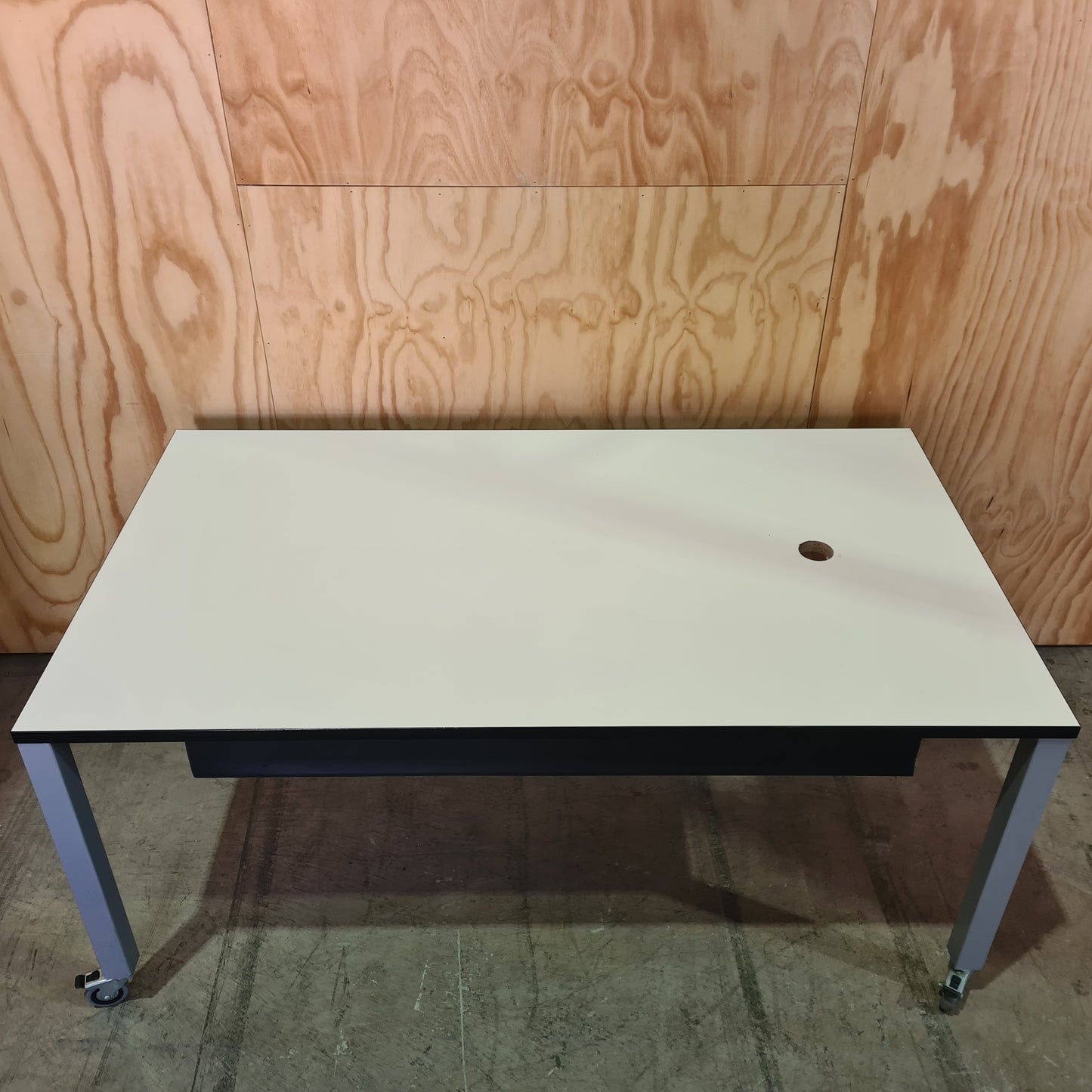 White Meeting Table Chrome legs with Castors