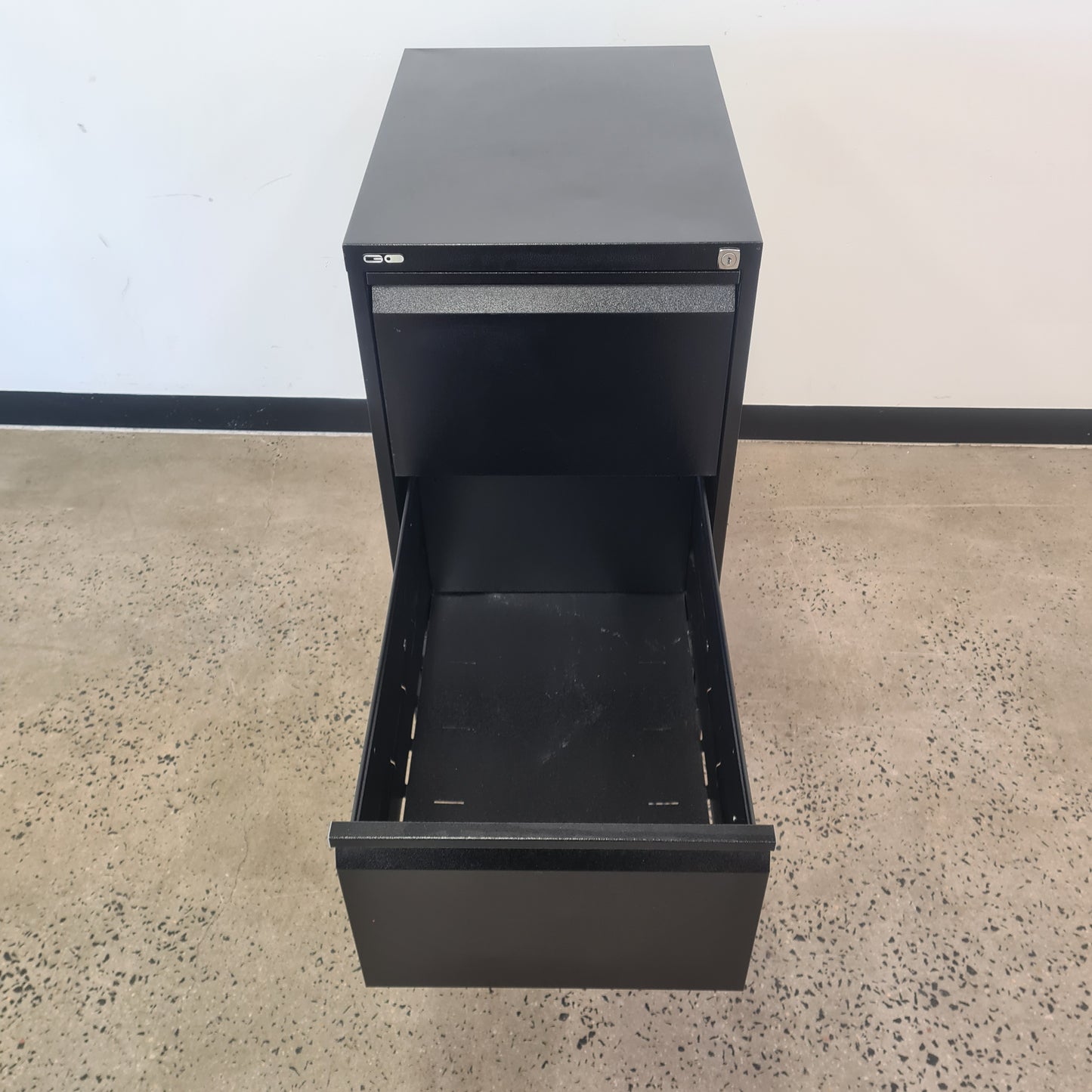 Go Steel 3 Drawer Filing Cabinet in Black With Keys