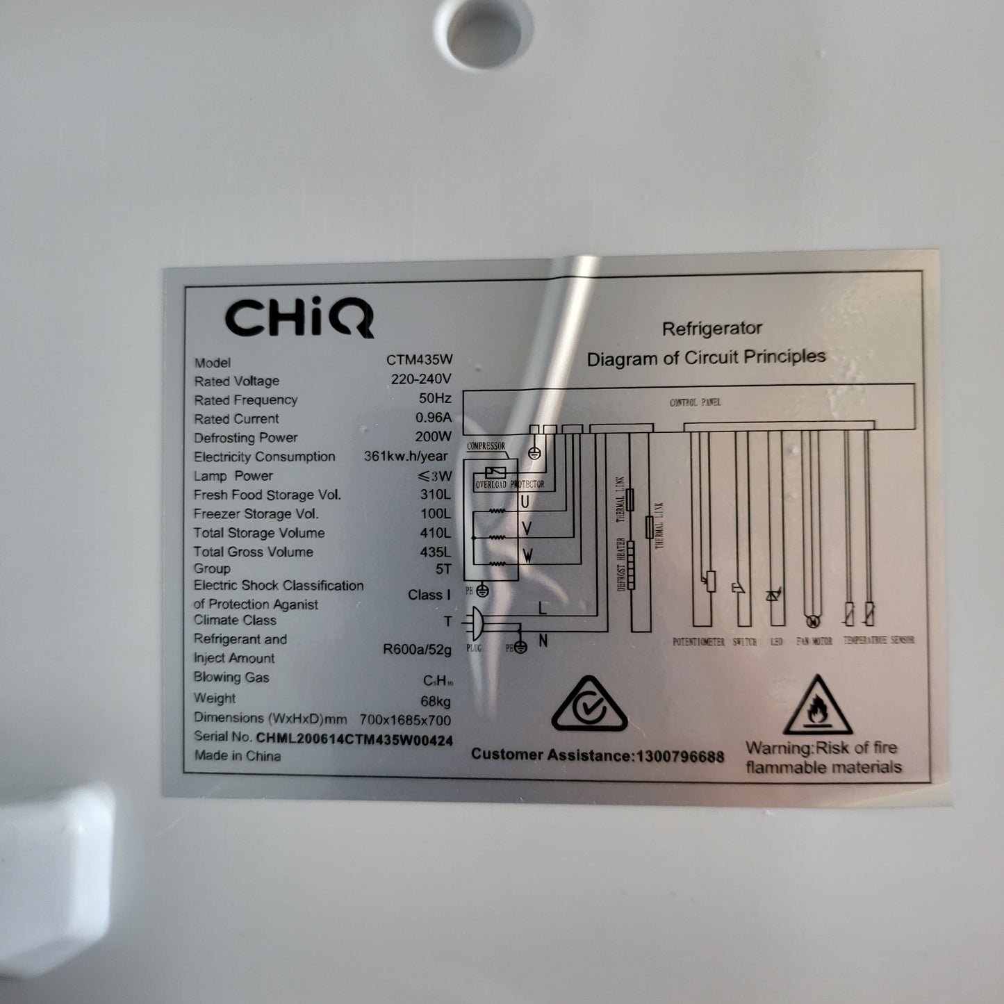 ChiQ CTM435W 410L Fridge
