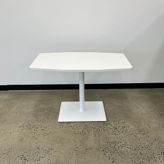 White Curved Table with Steel Base