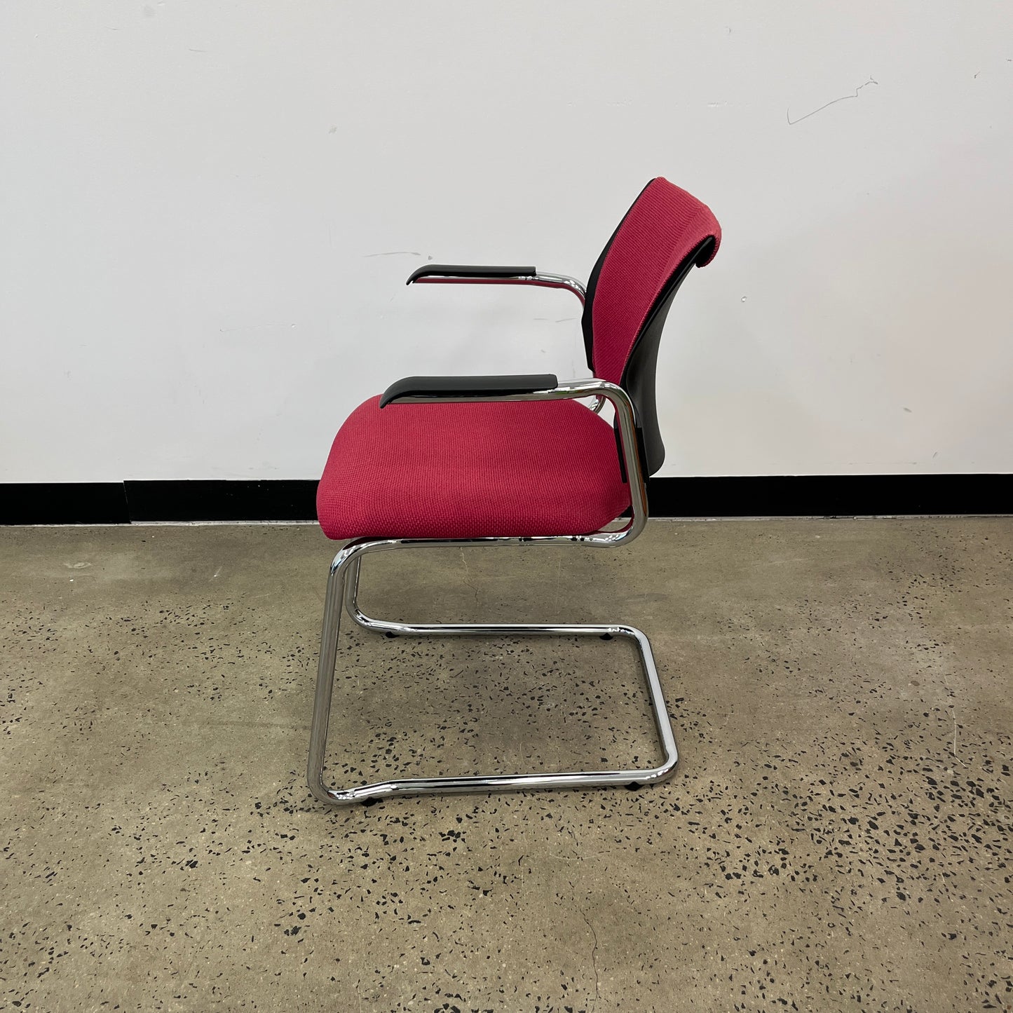 Schiavello Upholstered Sled Base Stacking Chair in Red