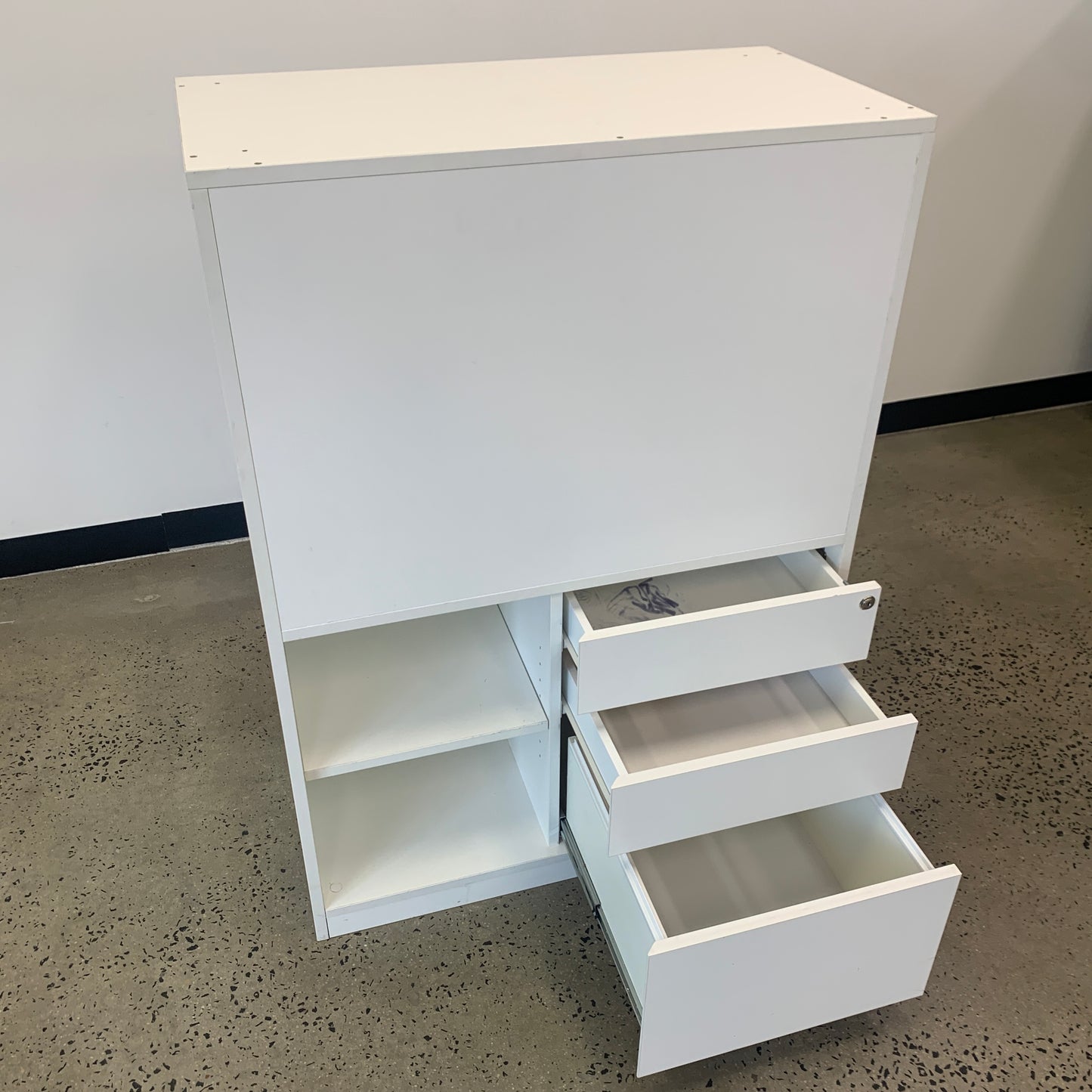 Office Shelving Unit White Double Sided with Drawers