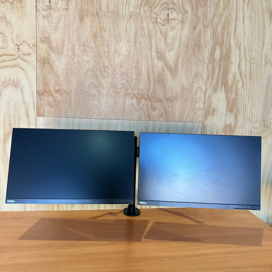 2x Lenovo Thinkvision T24i-10 FHD IPS Monitor with Dual Arm Monitor Stand (Pole Mount)