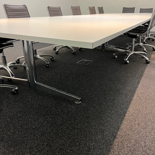 16-Person Boardroom Table Rectangle White with Chrome Legs