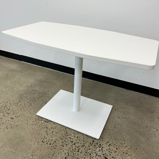 White Curved Table with Steel Base