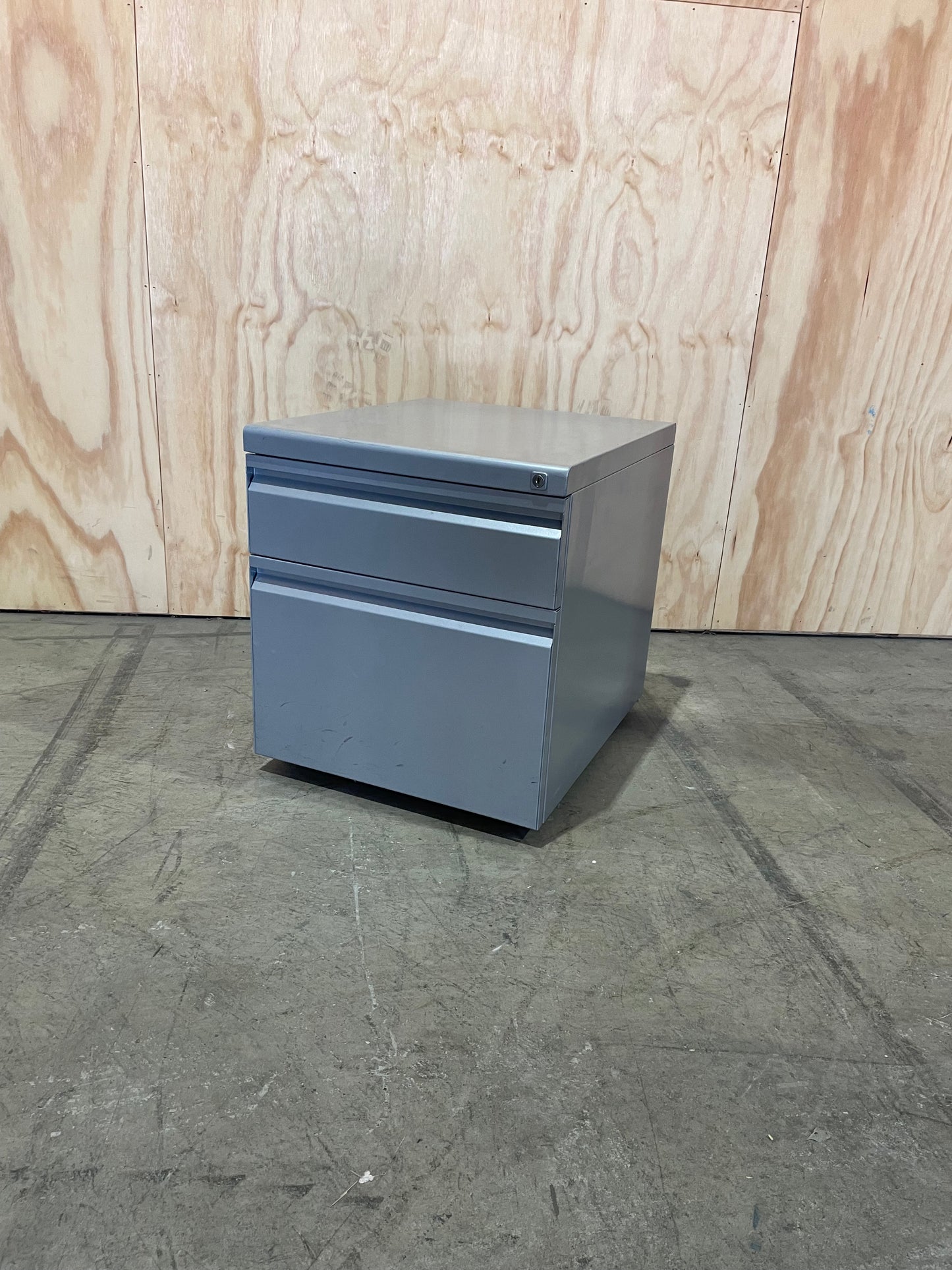 Silver Metal 2 Drawer Pedestal