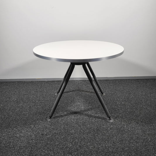 Pyramid Round Table White with Grey Swivel Legs