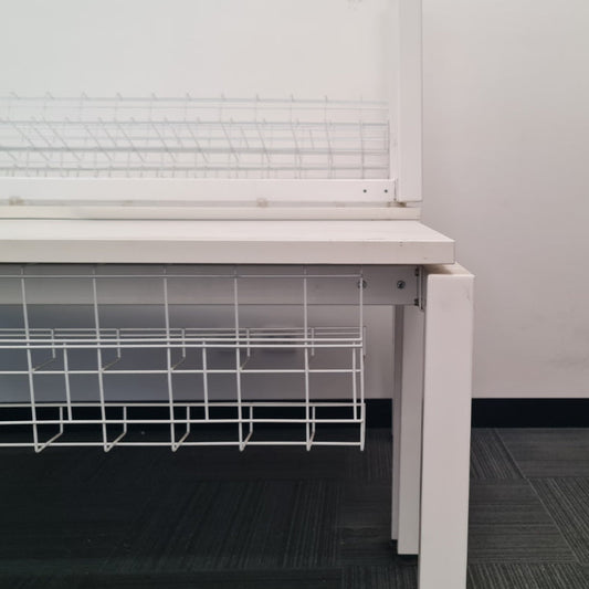 Fixed height desk with cable management