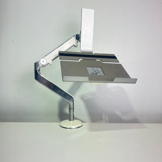 Humanscale Single Monitor Arm M2 Polished Aluminium with Laptop Tray