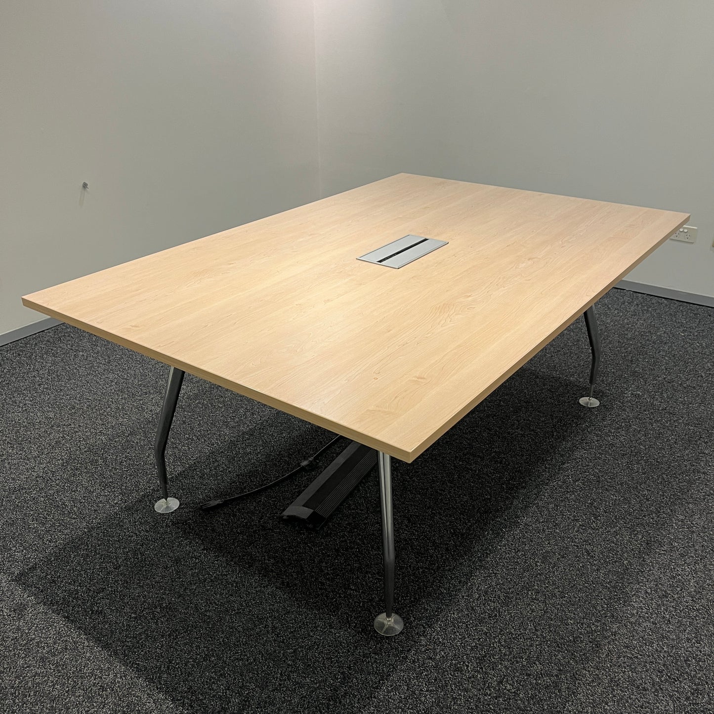 Meeting Table with Chrome Legs in Oak-Look Finish