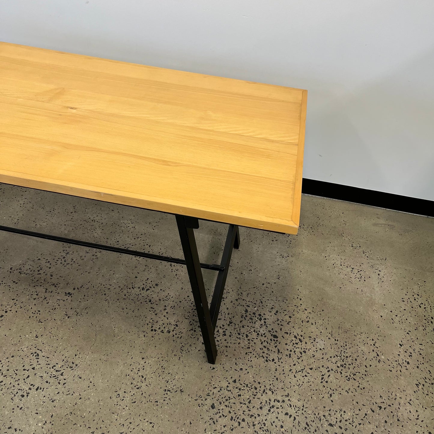 Trestle Table Wooden Black Legs by RJ Living