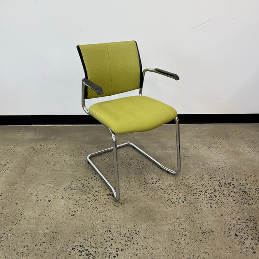 Schiavello Upholstered Sled Base Stacking Chair in Green