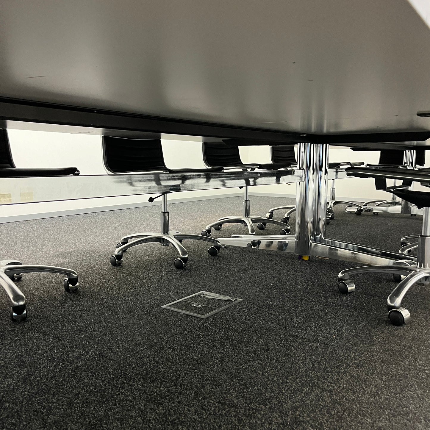 16-Person Boardroom Table Rectangle White with Chrome Legs