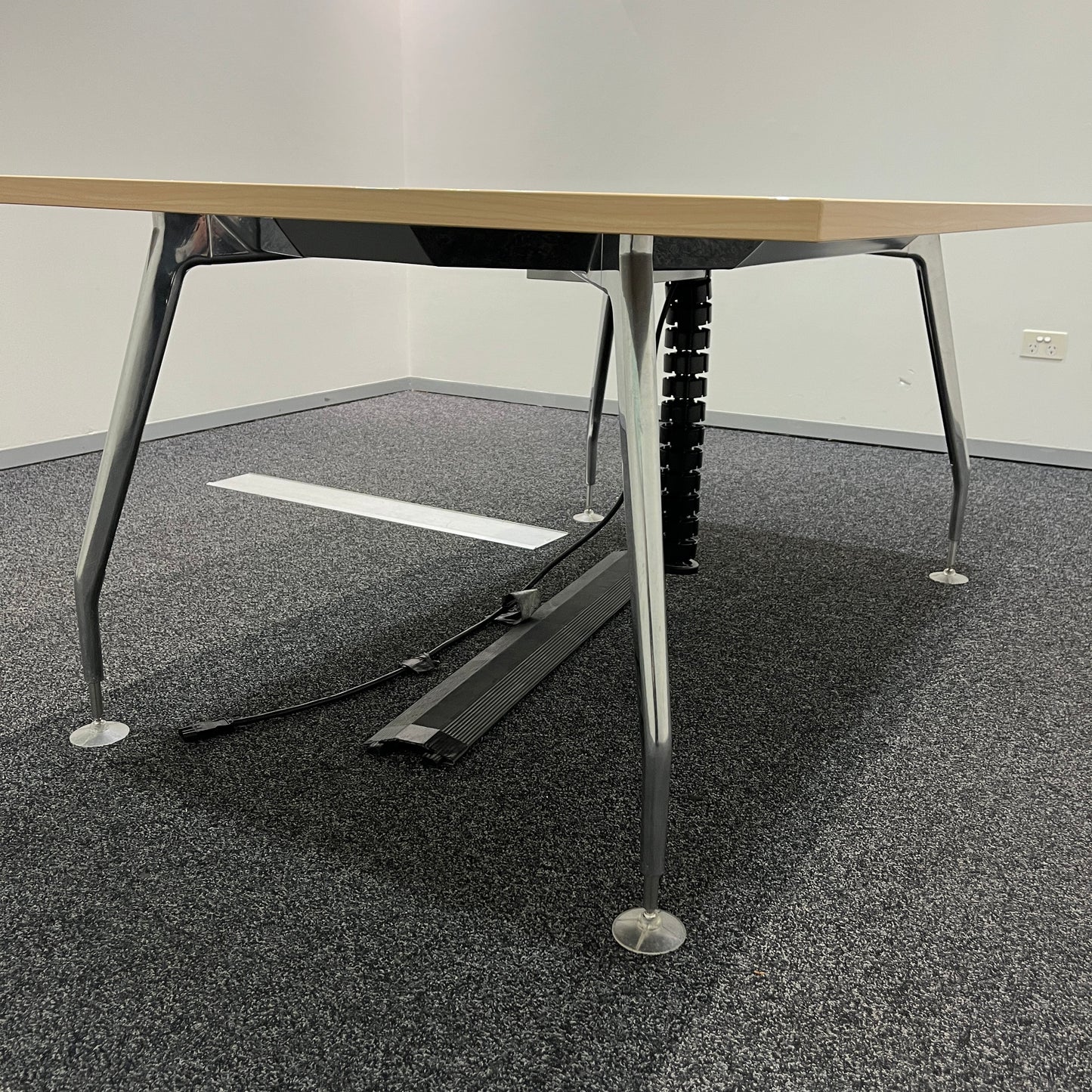 Meeting Table with Chrome Legs in Oak-Look Finish