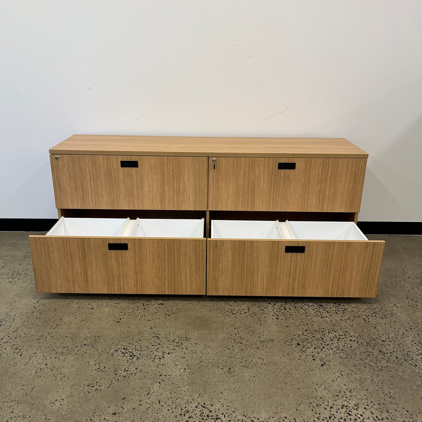 Long Buffet Style File Cabinets in Wooden Laminate