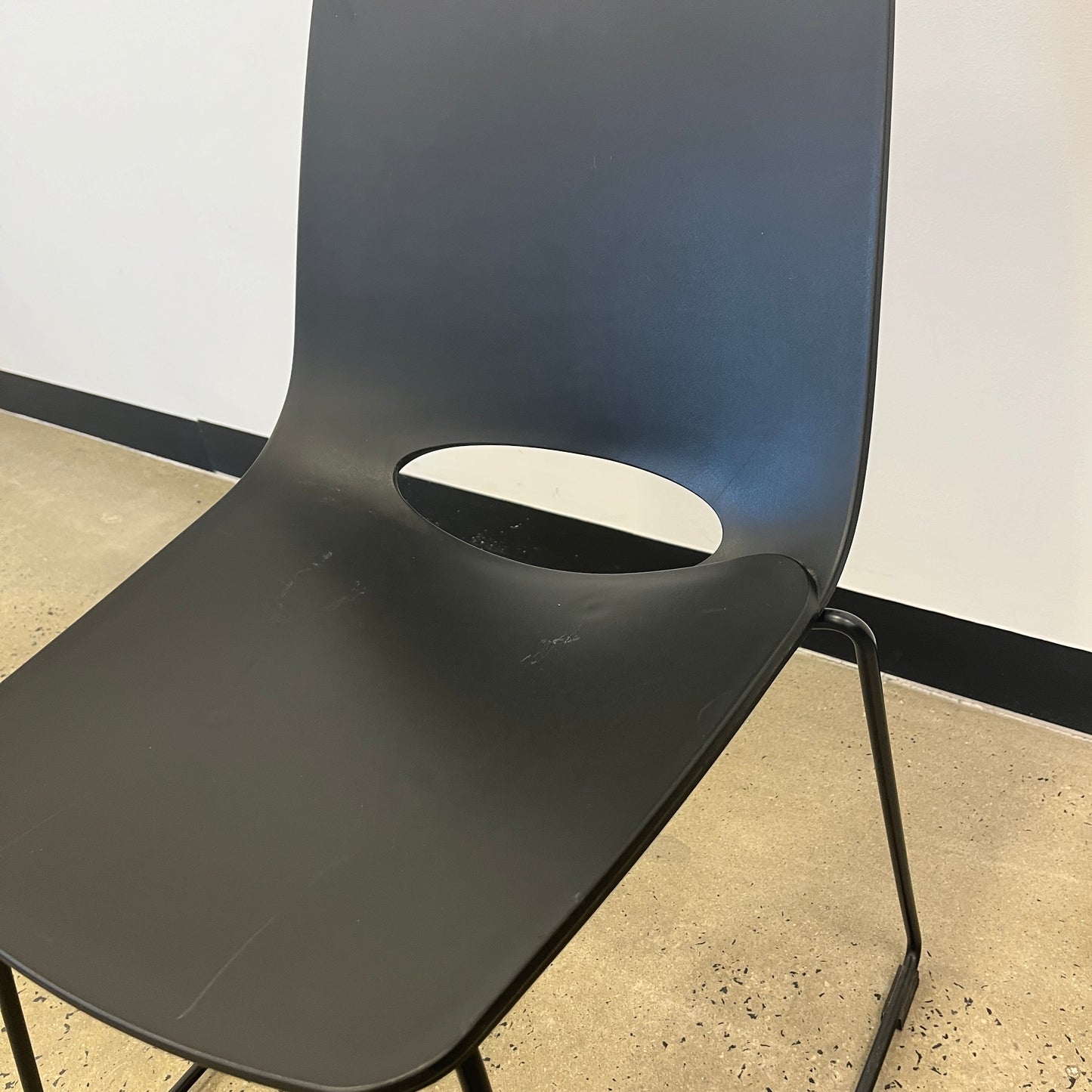 Wasowsky Black Plastic Chair with Metal Base