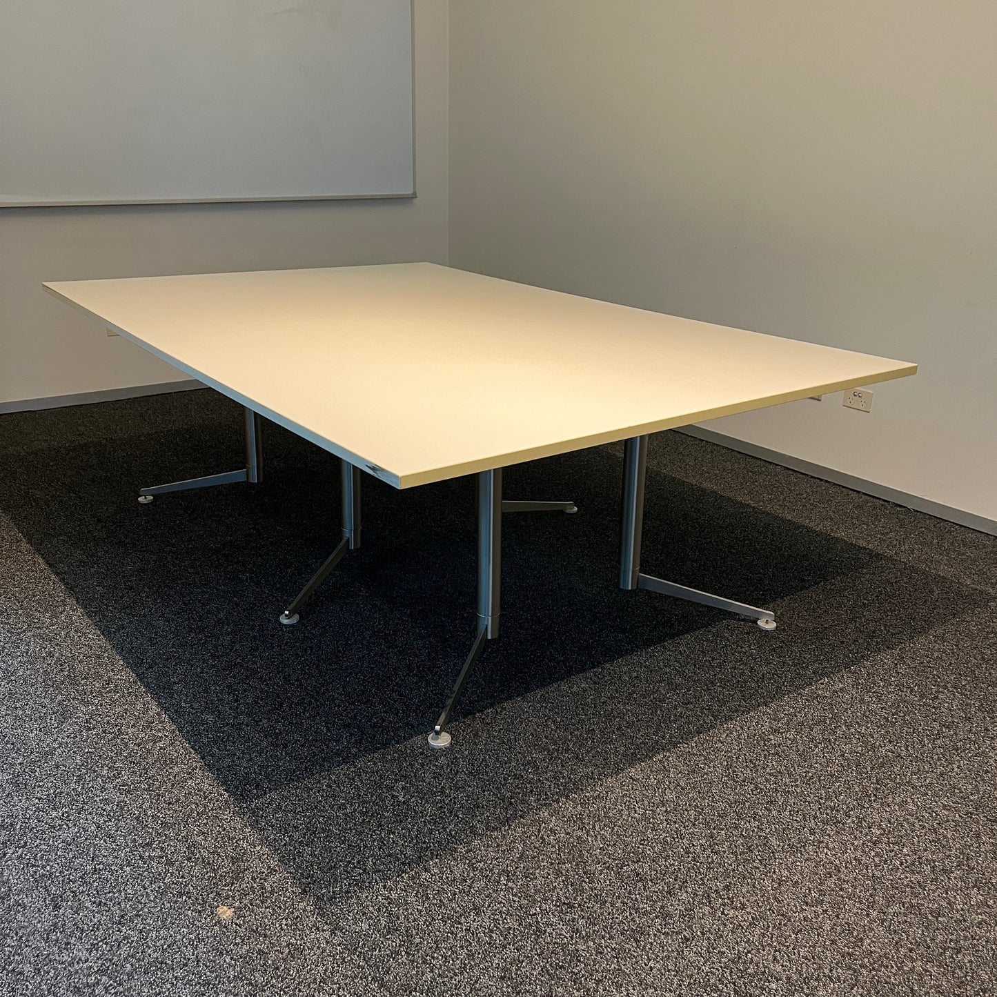 Boardroom Table Rectangle White with Silver Legs