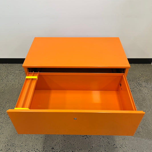 Planex Virtu 2 Drawer Cabinet in Orange Metal