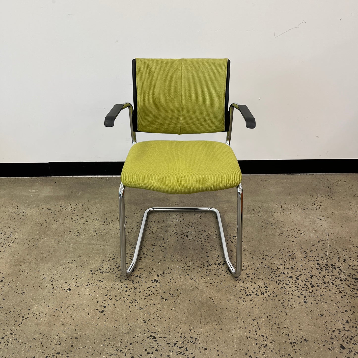 Schiavello Upholstered Sled Base Stacking Chair in Green