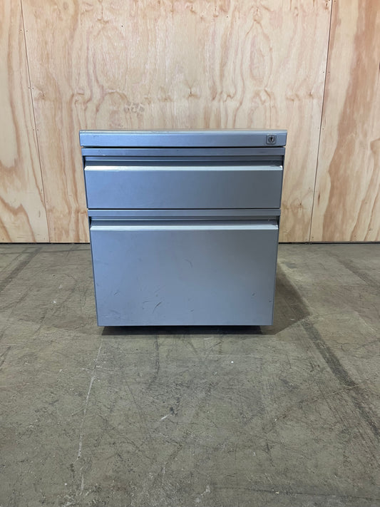 Silver Metal 2 Drawer Pedestal