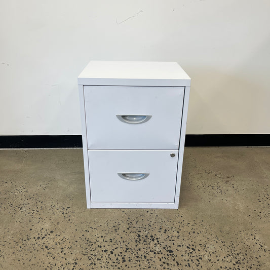 Metal 2 Drawer Pedestal in White