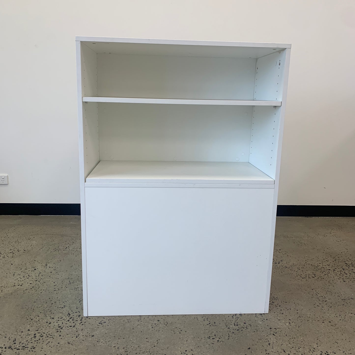 Office Shelving Unit White Double Sided with Drawers