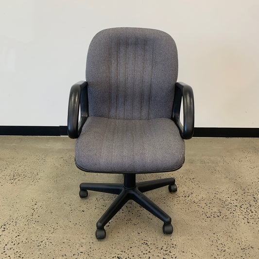 Grey Upholstered Office Chair with Armrests