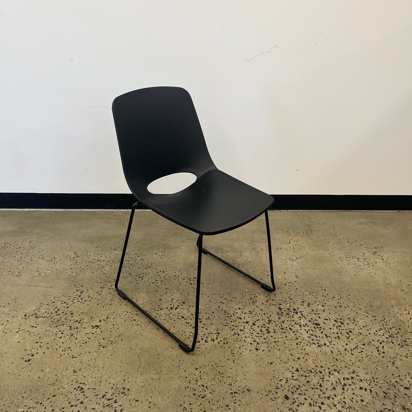 Wasowsky Black Plastic Chair with Metal Base