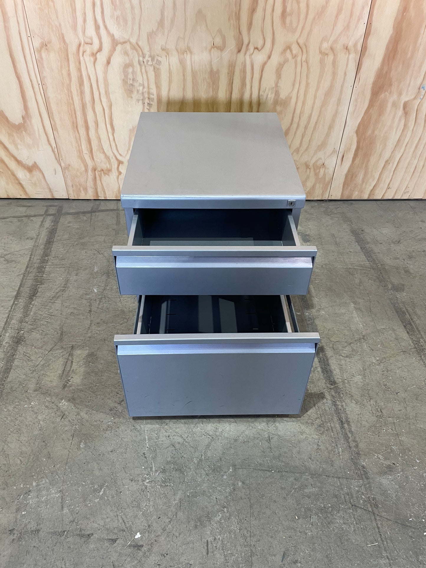 Silver Metal 2 Drawer Pedestal