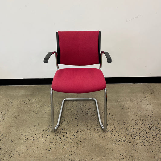 Schiavello Upholstered Sled Base Stacking Chair in Red