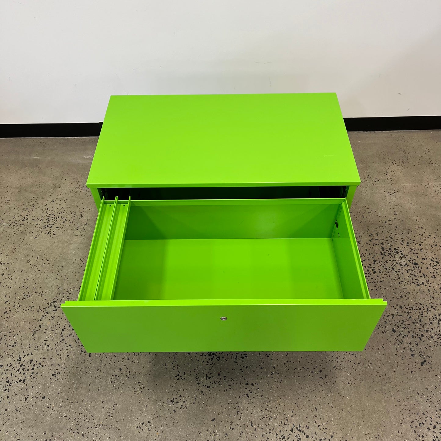 Planex Virtu 2 Drawer Cabinet in Green Metal