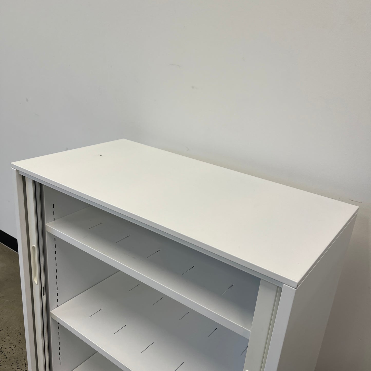 White Tambour Cabinet with Keys