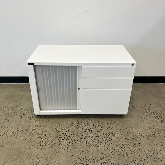 Schiavello Cache Tambour Caddy with 3 Drawers White