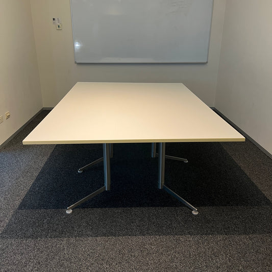 Boardroom Table Rectangle White with Silver Legs