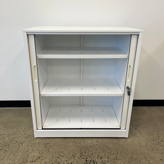 White Tambour Cabinet with Keys