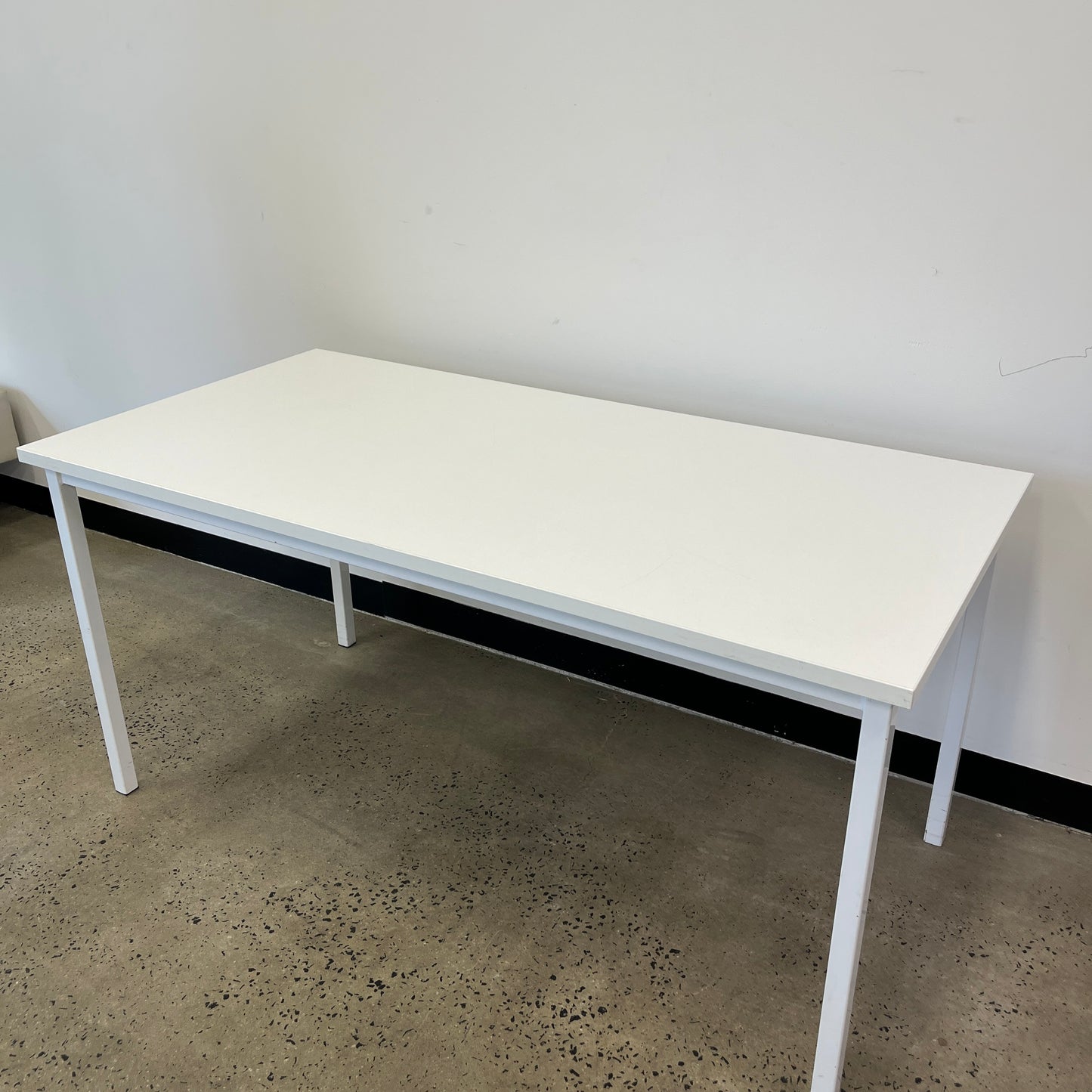 White Laminate Top Office Desk with Metal Base