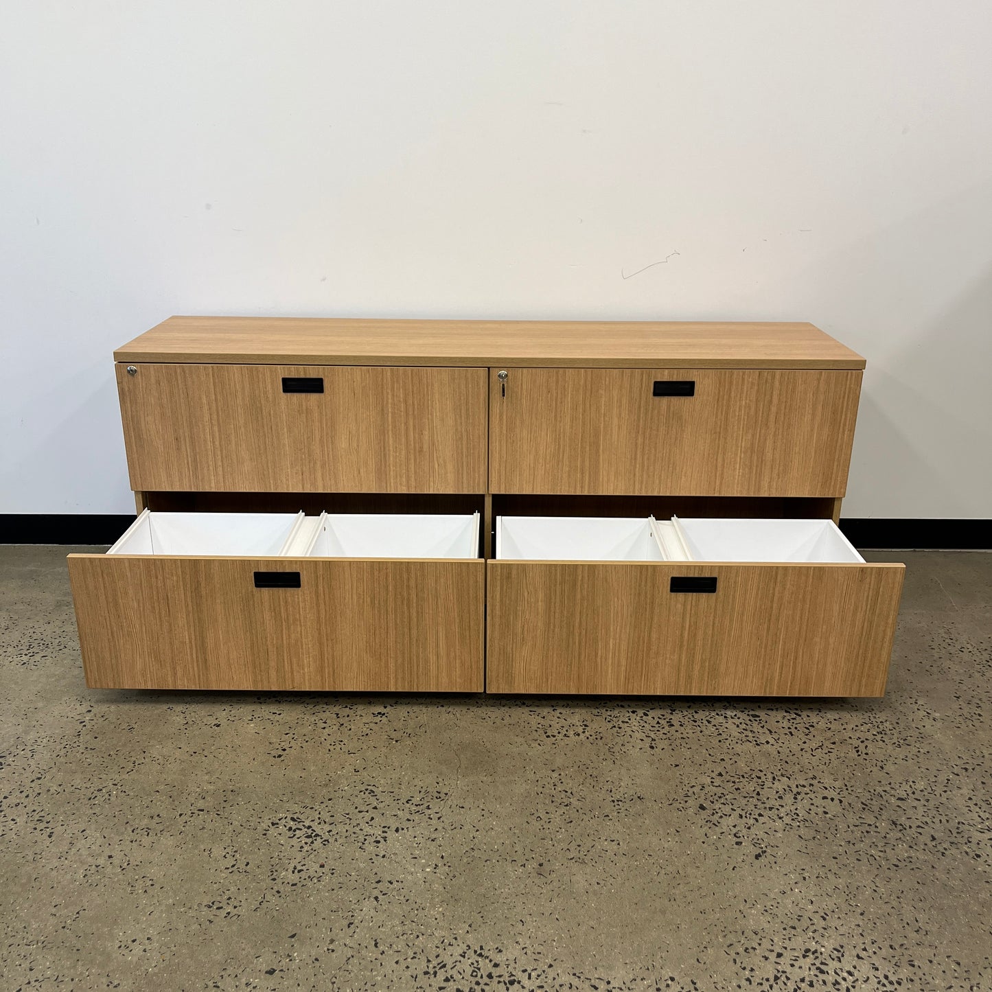 Long Buffet Style File Cabinets in Wooden Laminate