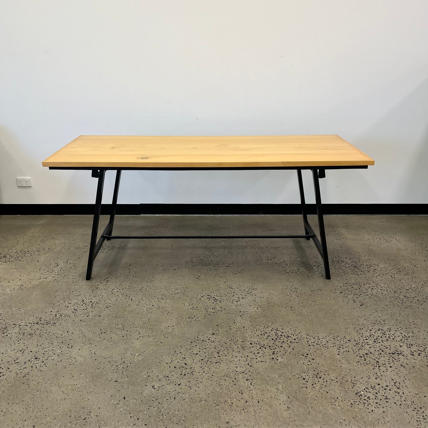 Trestle Table Wooden Black Legs by RJ Living