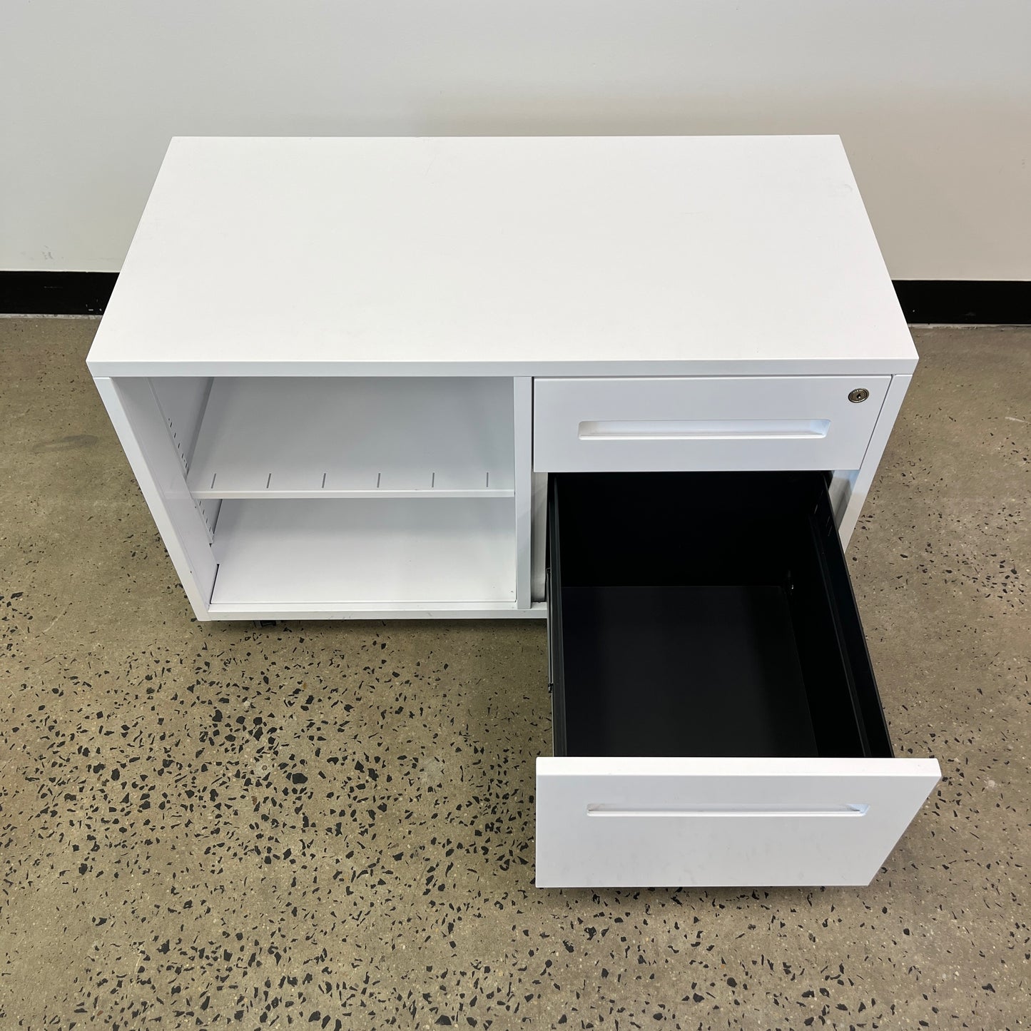 White Open Caddy Unit with Keys