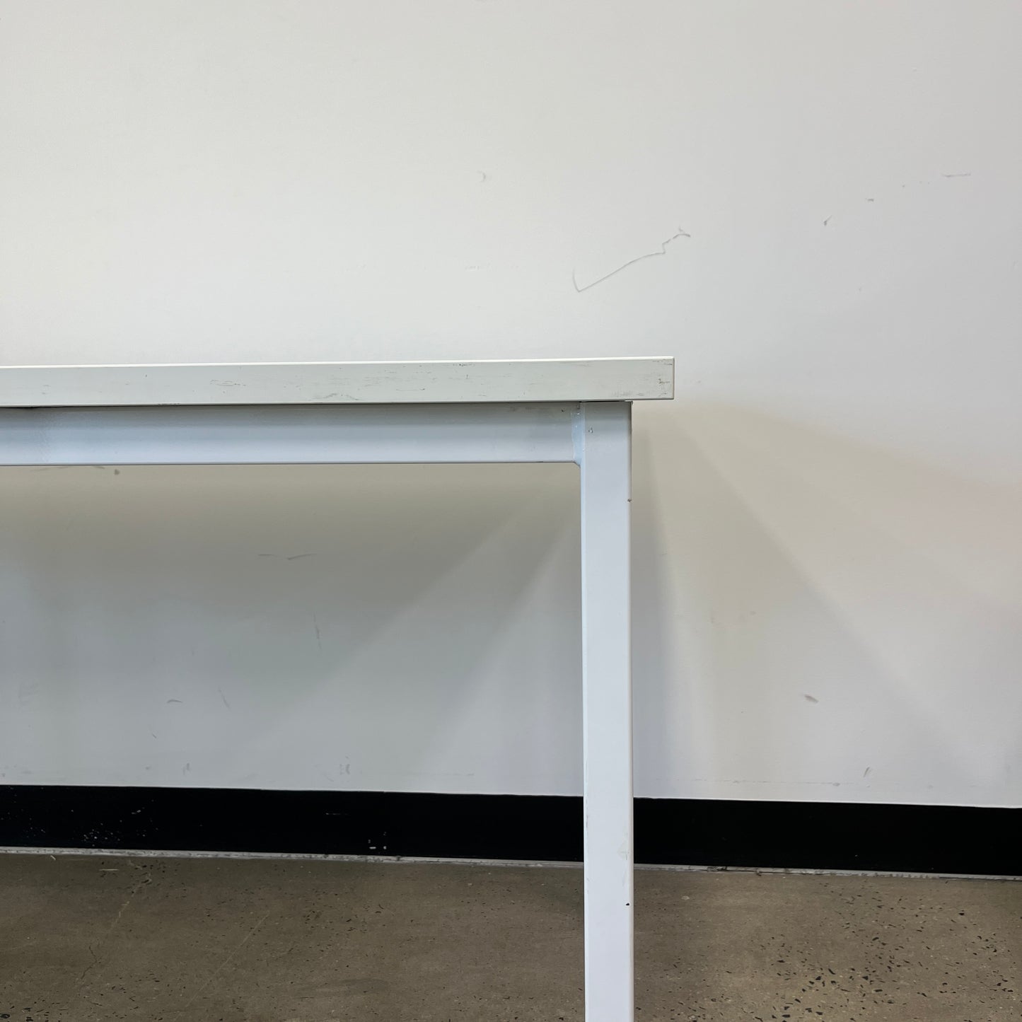 White Laminate Top Office Desk with Metal Base