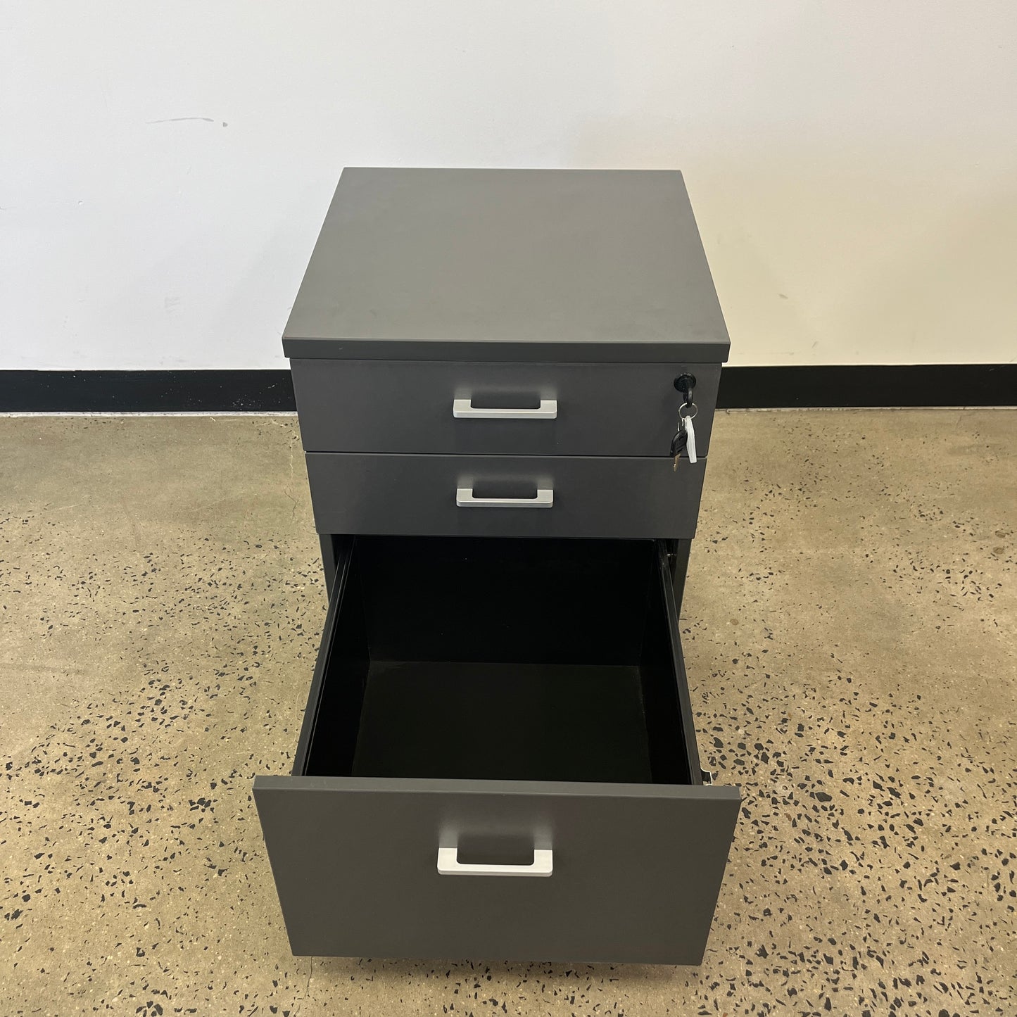 Charcoal Grey Filing Cabinet with Keys