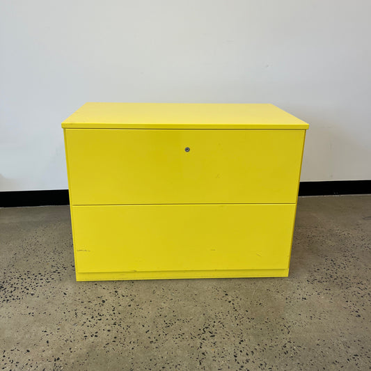 Planex Virtu 2 Drawer Cabinet in Yellow Metal